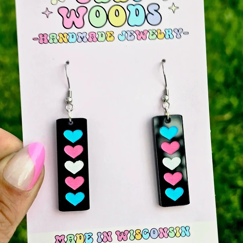 Transgender Pride Flag Bars On Black Acrylic
