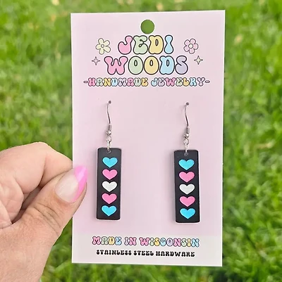 Transgender Pride Flag Bars On Black Acrylic