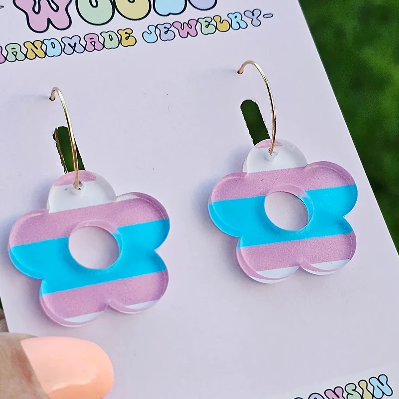 Transgender Flag Flower Earrings