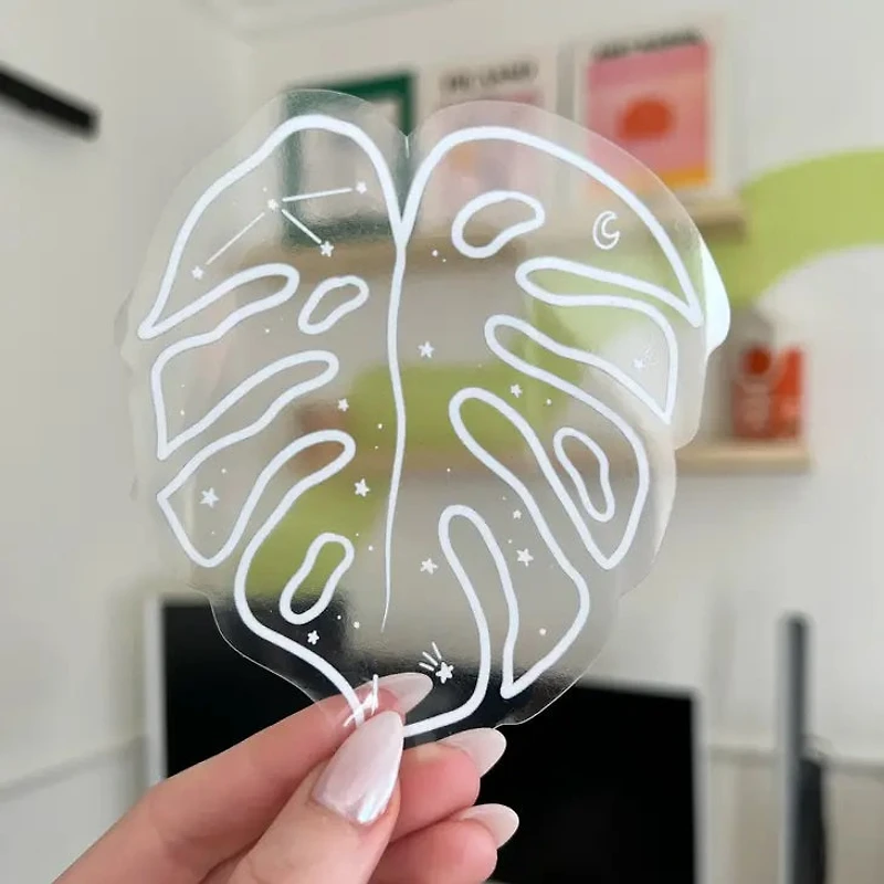 Transparent Monstera Galaxy Sticker
