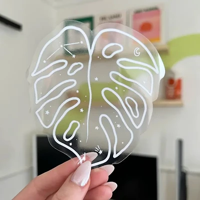 Transparent Monstera Galaxy Sticker