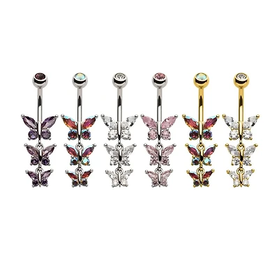 Triple Butterfly Dangle Navel