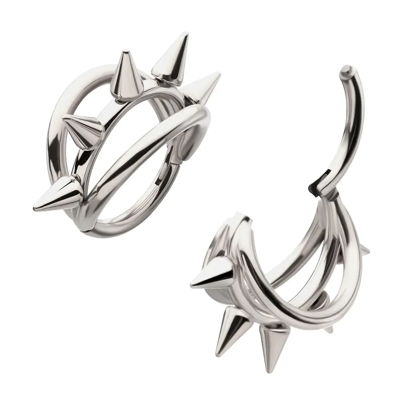 Triple Hoop 5 Spike Center Titanium Hinged Hoop
