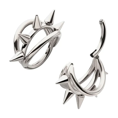 Triple Hoop 5 Spike Center Titanium Hinged Hoop