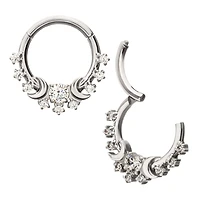 Triple Moon Phase Multi Cluster Titanium Hinged Hoop