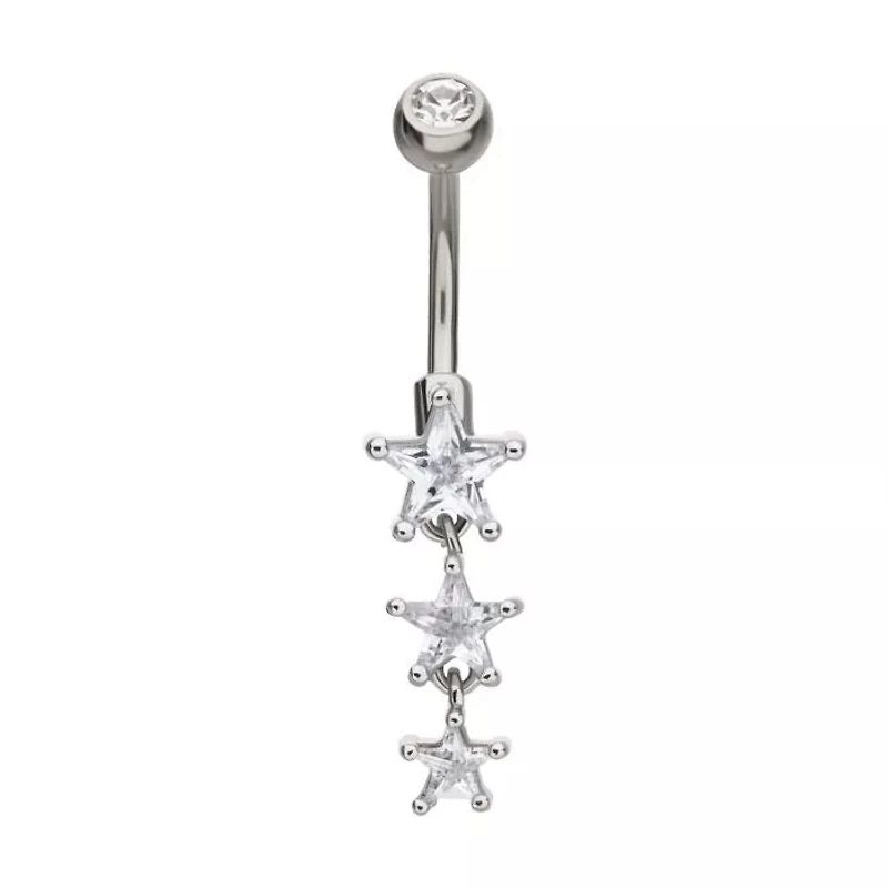 Triple Star Prong Gems Navel