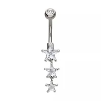 Triple Star Prong Gems Navel