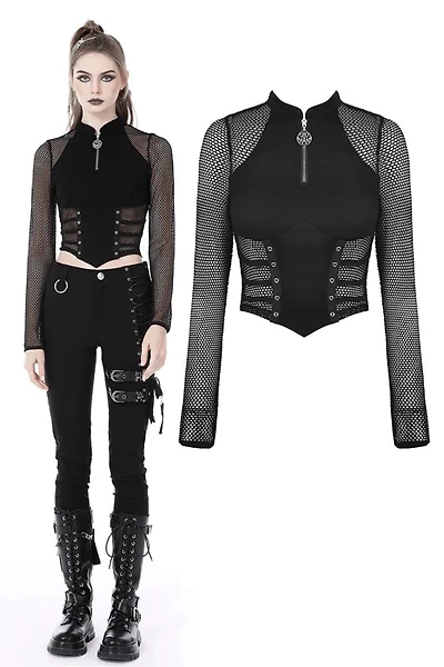 Punk Net Wrap Waist Top