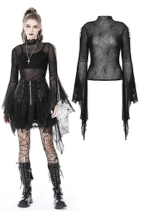Punk Spider Mesh Exaggerated Slvs
