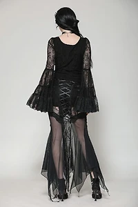 Gothic Romance Lace Bell Sleeve Layered Cuff Top
