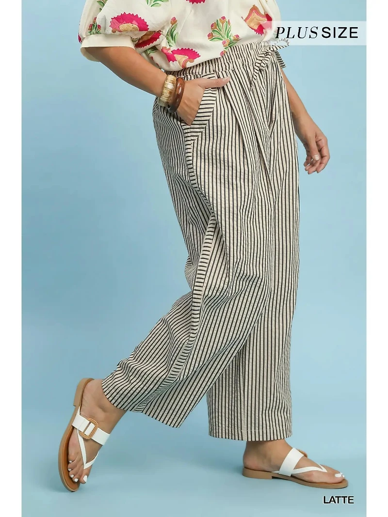 Plus Striped Wide-Leg Pants