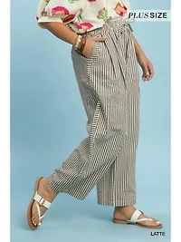 Plus Striped Wide-Leg Pants