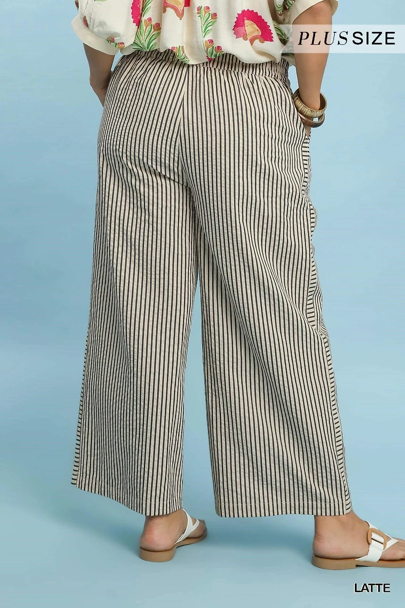 Plus Striped Wide-Leg Pants