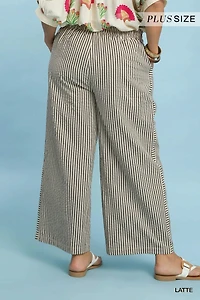 Plus Striped Wide-Leg Pants