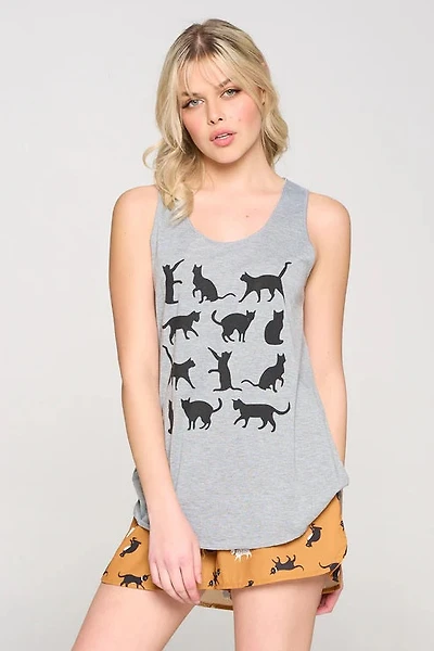 Grey Cat Tank Top