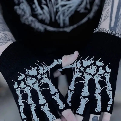 Fingerless Skeleton Gloves