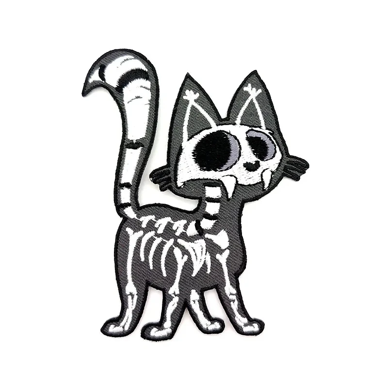 Skelekitty Embroidered Patch