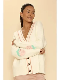 Varsity Strawberry Knit Cardigan