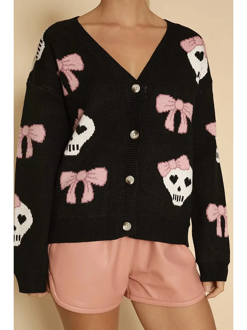 Halloween Knit Cardigan Black Multi