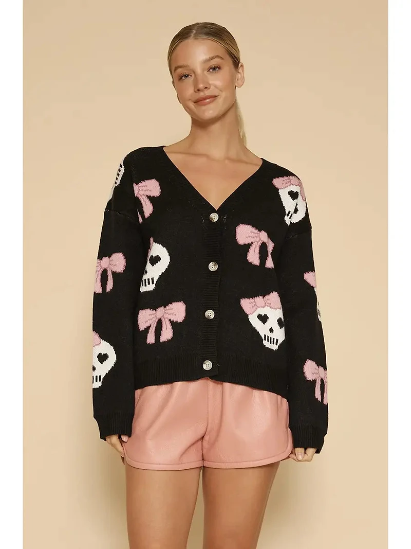 Halloween Knit Cardigan Black & White