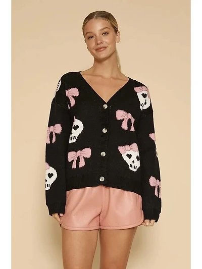 Halloween Knit Cardigan Black & White