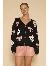 Halloween Knit Cardigan Black & White