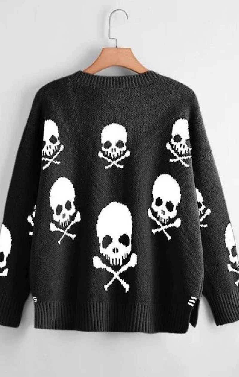 Skull V Neck Sweater