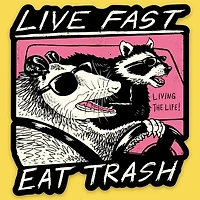 Live Fast Eat Trash Sticker