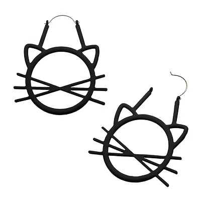 Matte Black PVD Cat Head Outline with Whiskers Plug Hangers