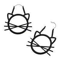 Matte Black PVD Cat Head Outline with Whiskers Plug Hangers