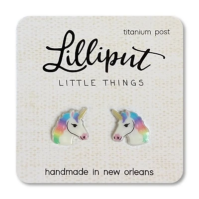 White Unicorn Rainbow Earrings