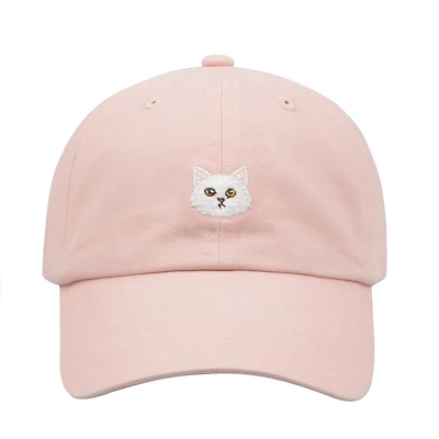 White Cat Soft Baseball Cap – Adjustable Cotton Hat