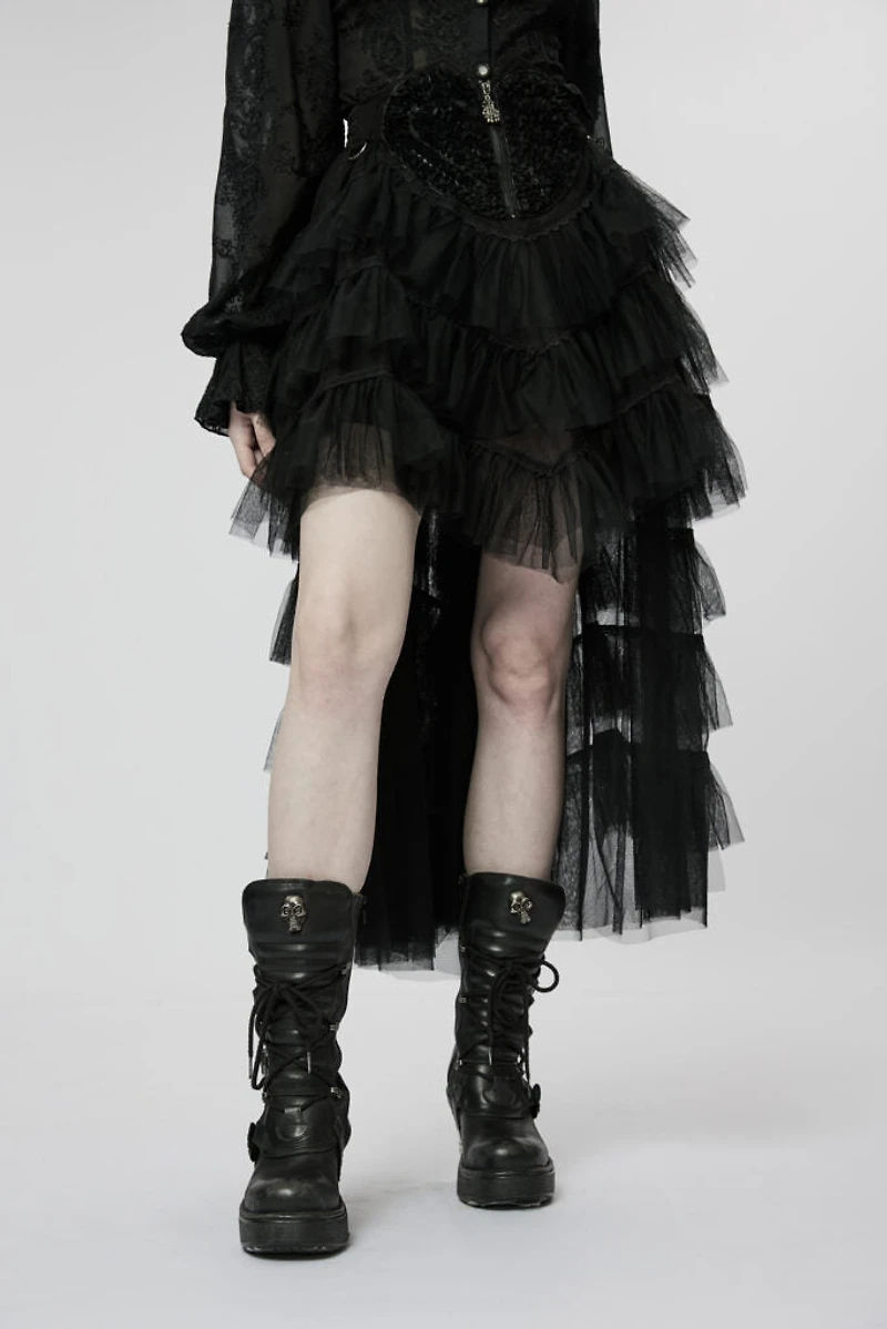 Ruffle Layer Skirt With Embroidered Heart Waist
