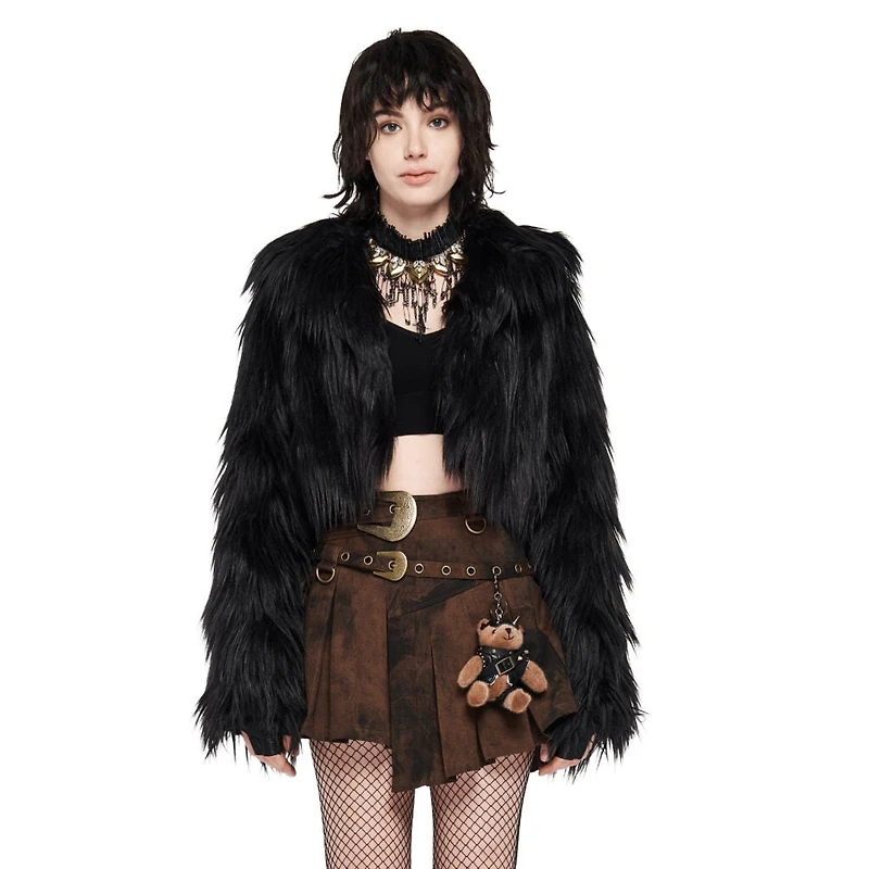 Simple Punk Faux Fur Coat