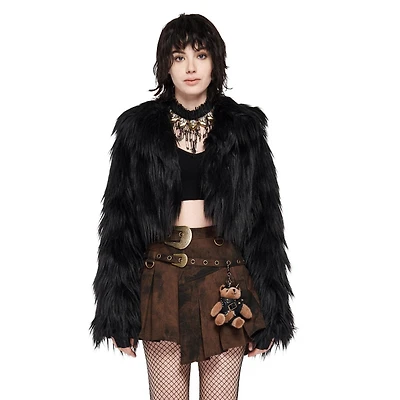 Simple Punk Faux Fur Coat