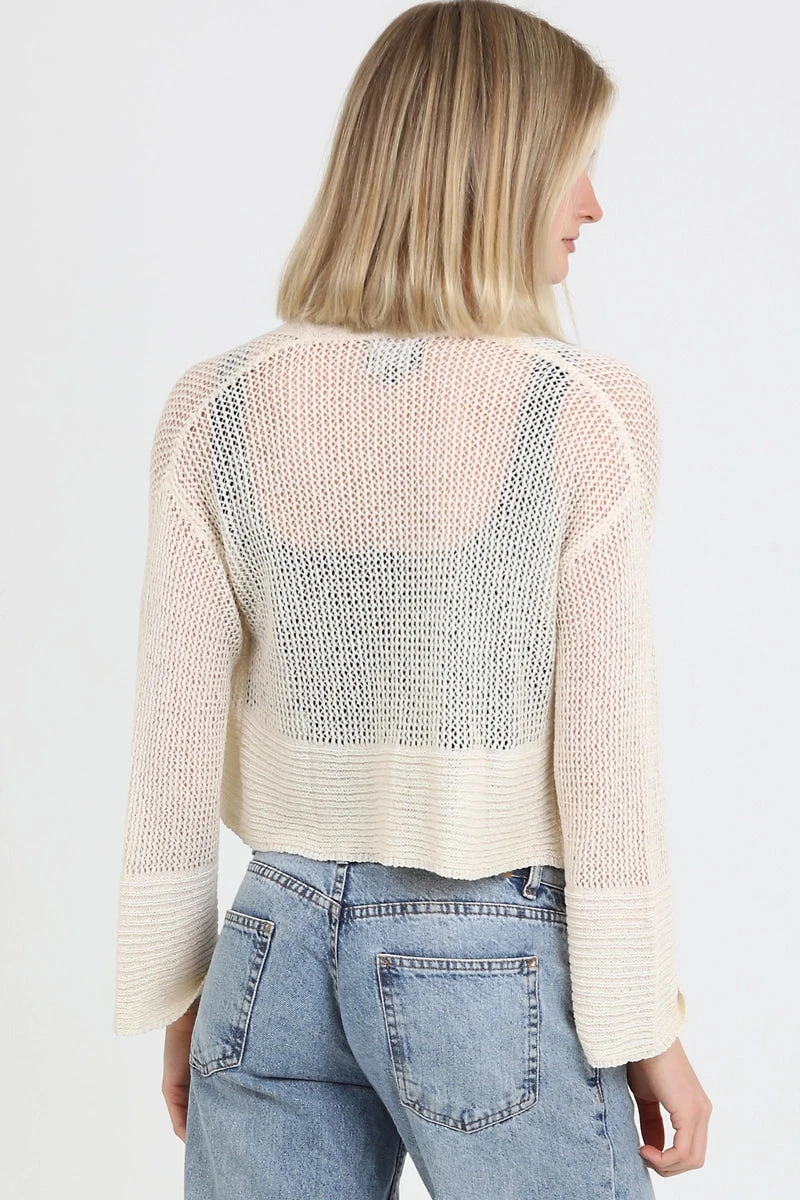 Light Weight Open Knit Cardigan Sweater