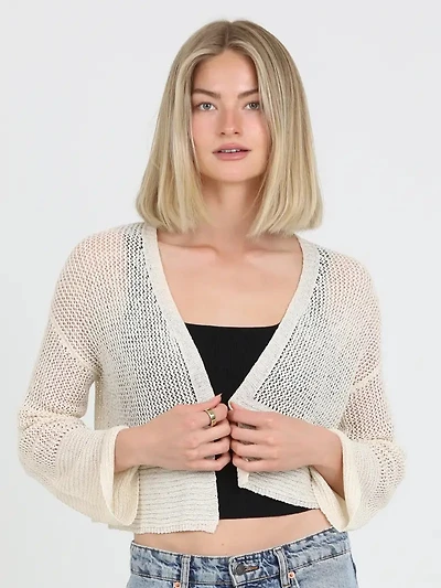 Light Weight Open Knit Cardigan Sweater