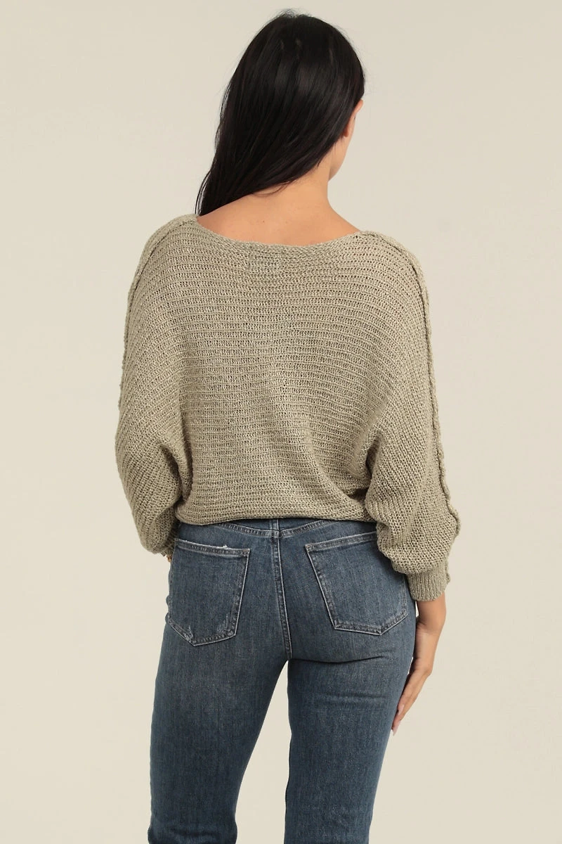 Two Tie Front Bat Wing Light Weight Cardigan Sweater