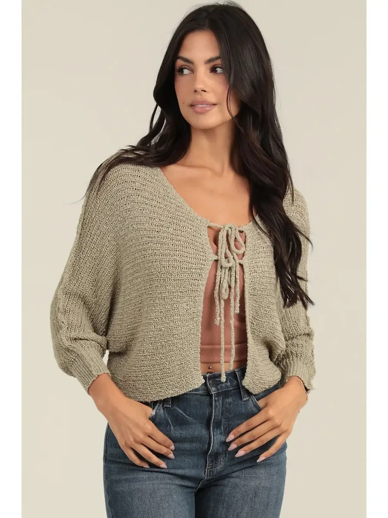 Two Tie Front Bat Wing Light Weight Cardigan Sweater
