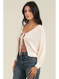 Two Tie Front Bat Wing Light Weight Cardigan Sweater