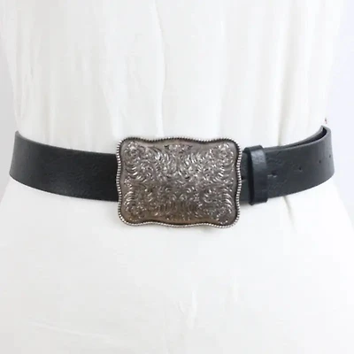 Black Western Square Buckle Belt – Rugged Ranch Staple