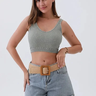 The Nature Belt – Woven Raffia with Square Buckle