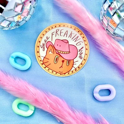 Yee Freaking Haw Cat Sticker