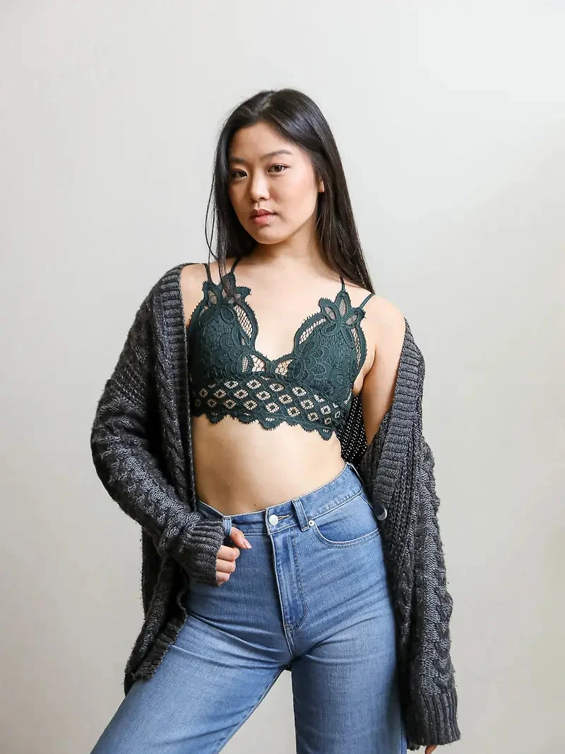 Emerald Padded Lace Longline Bralette