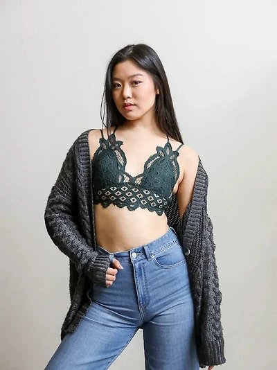 Emerald Padded Lace Longline Bralette