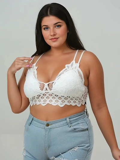 Plus Padded Lace Longline Bralette