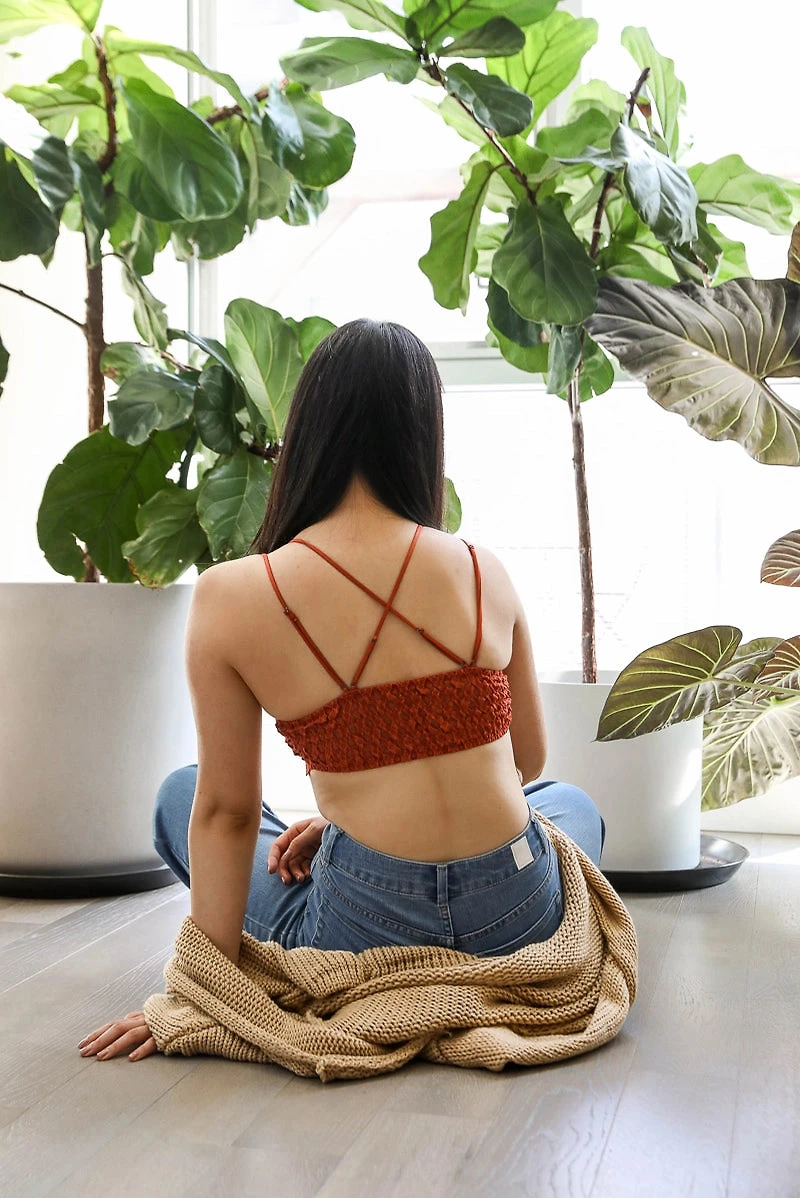 Rust Padded Lace Longline Bralette