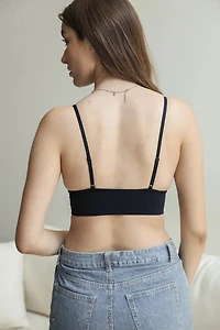 Black Lace Longline Seamless Bralette