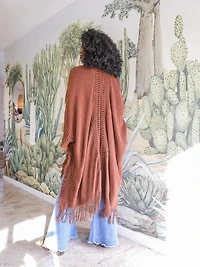 Open Work Frayed Border Cardigan