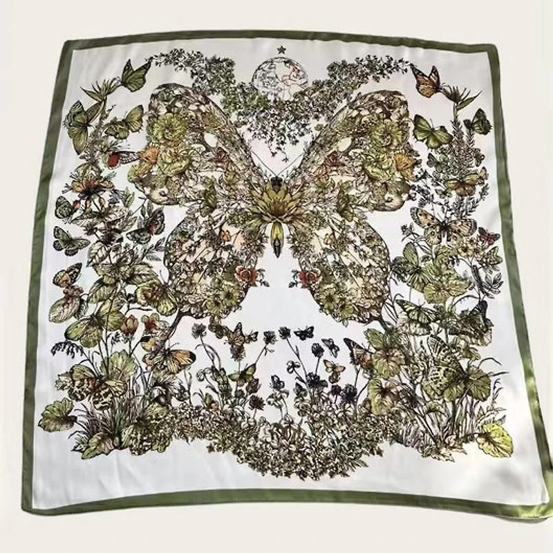Floral Butterfly Silk Bandana